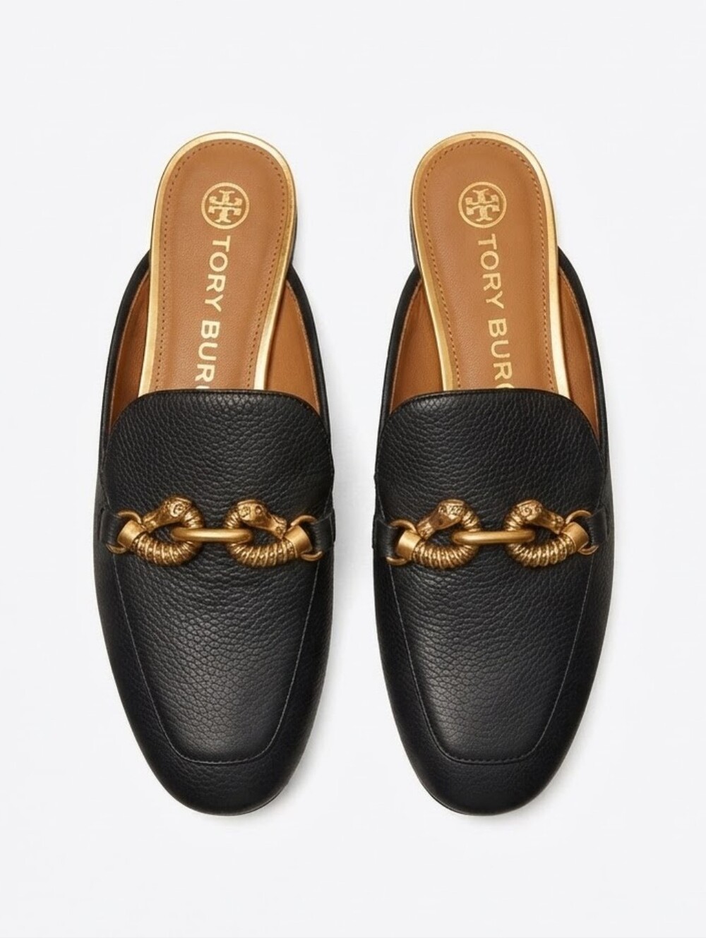 Tory Burch Jessa Black Leather Horsebit Backless Loafer Mules Size 7M